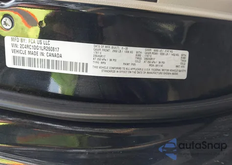 2020 Chrysler Voyager Lxi из США, поврежденный, VIN 2C4RC1DG1LR260817